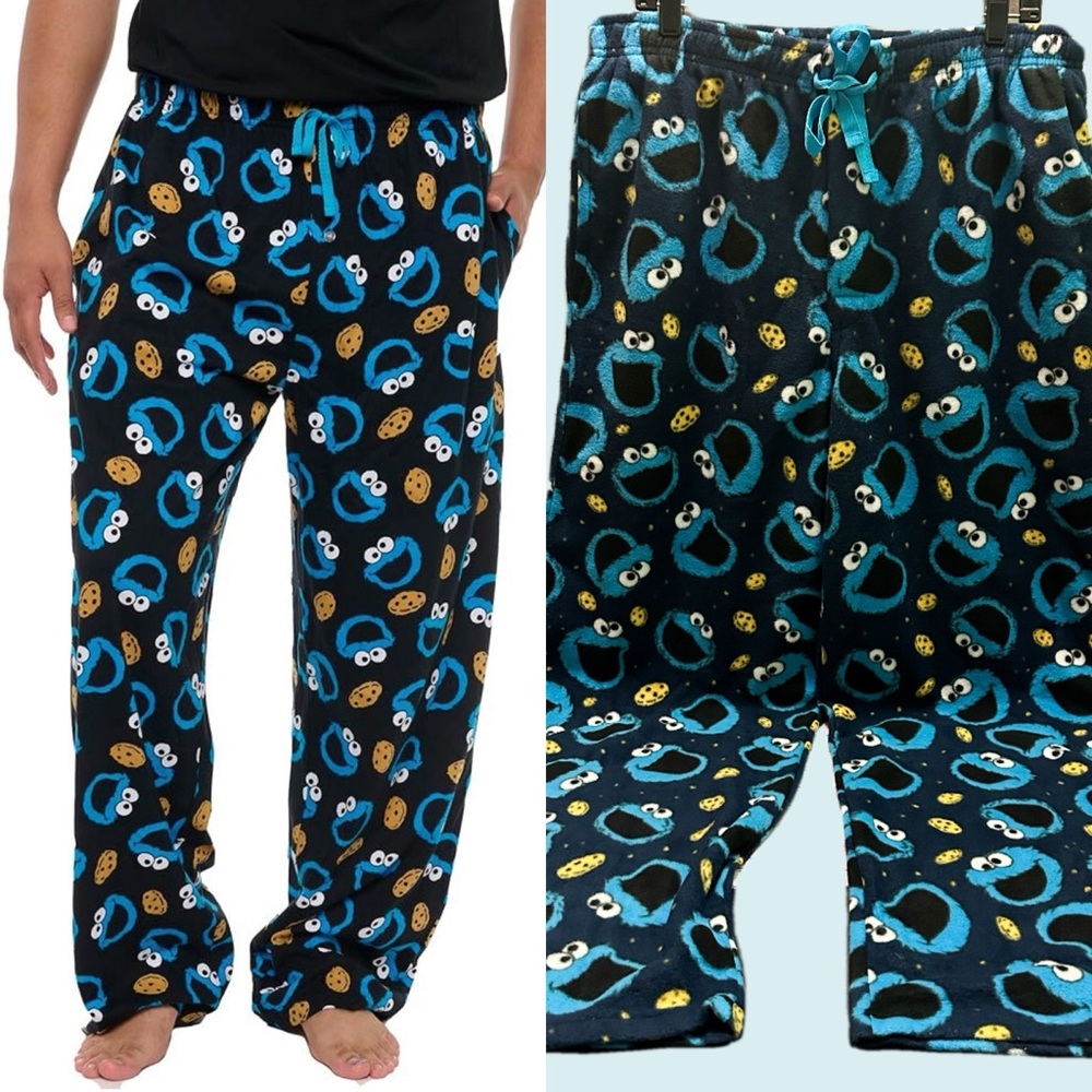 Sesame Street Cookie Monster Men’s Joggers - Black and Blue L